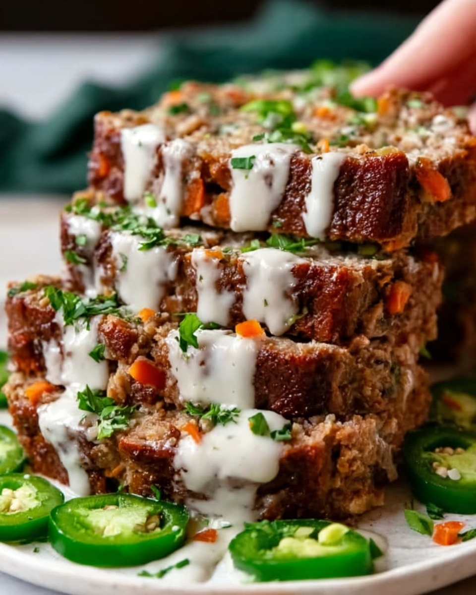 Smoky Jalapeño Popper Meatloaf with Creamy Ranch Drizzle Recipe - Recipe Image
