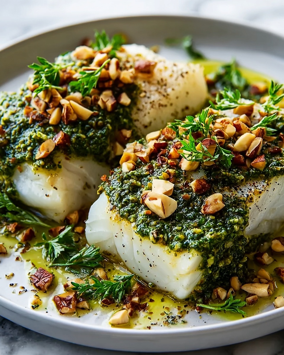 Keto Chilean Seabass with Walnut Pesto Crust Recipe - Recipe Image