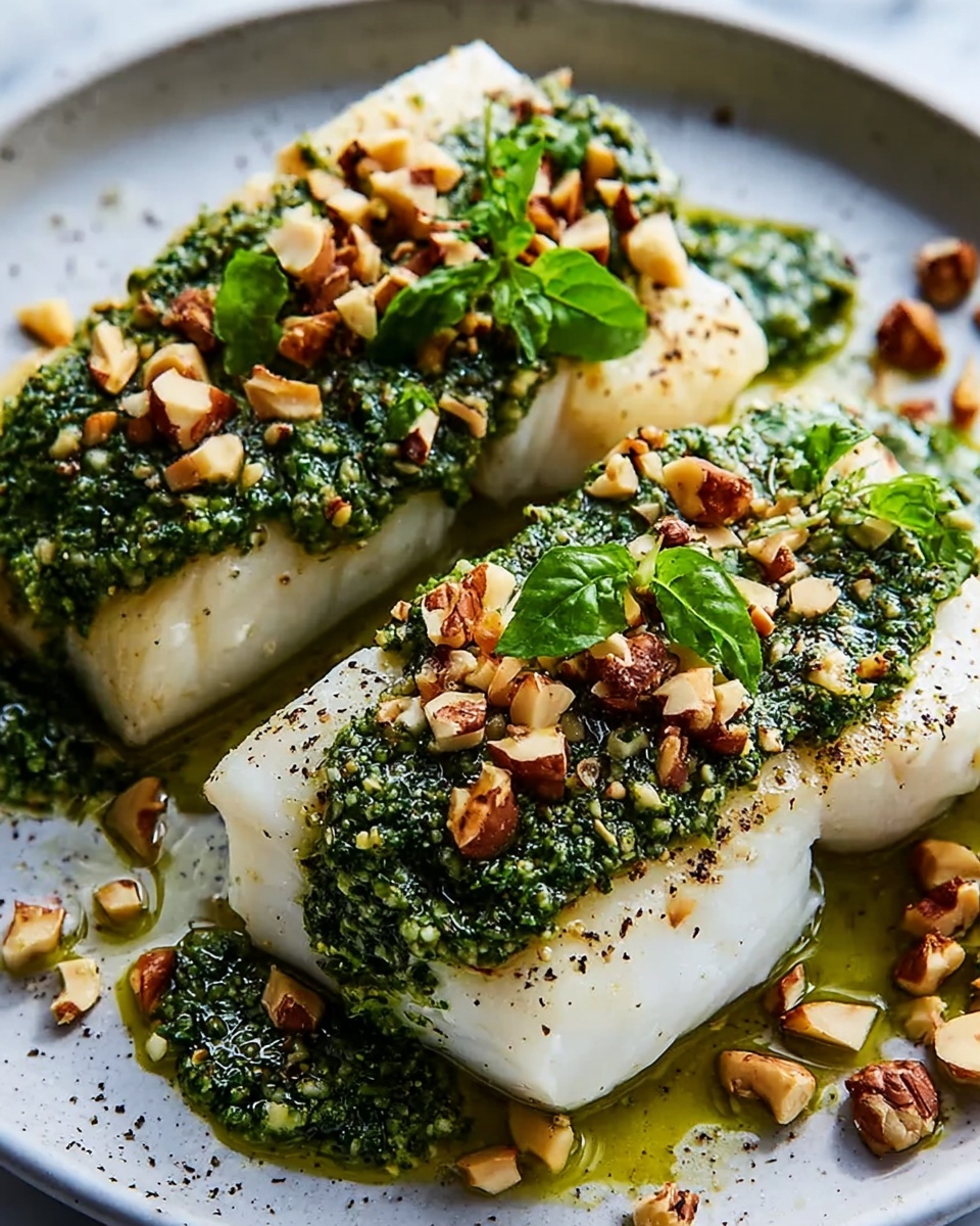 Keto Chilean Seabass with Walnut Pesto Crust Recipe - Recipe Image