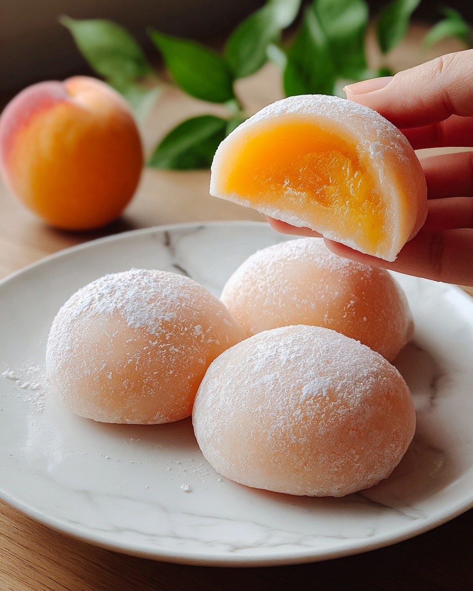 Whole Peach Mochi Recipe (Soft & Chewy) Recipe - Recipe Image