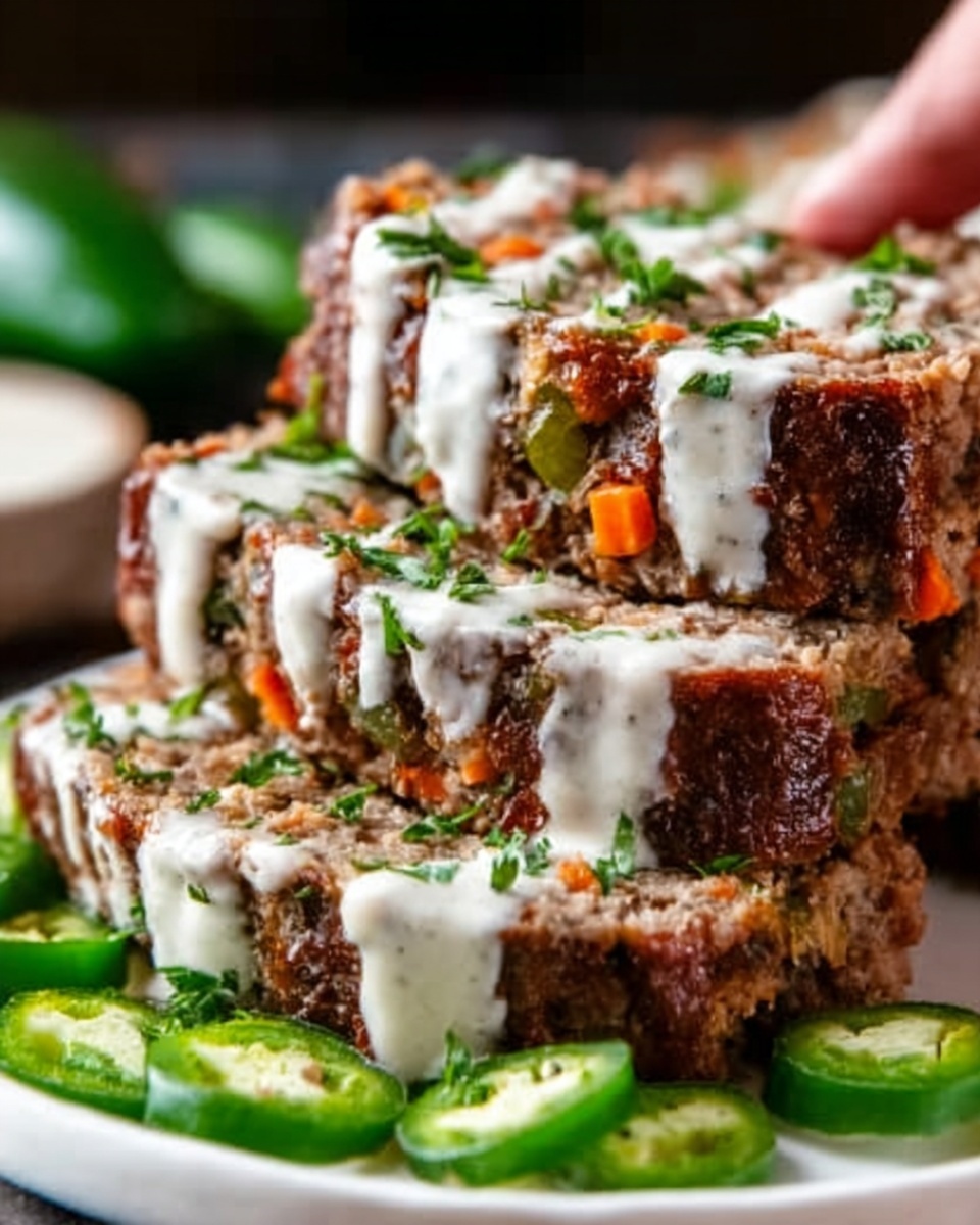 Smoky Jalapeño Popper Meatloaf with Creamy Ranch Drizzle Recipe - Recipe Image