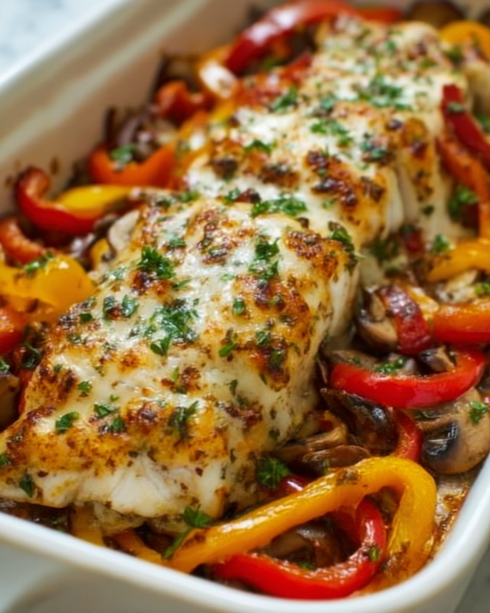 Herb Baked Fish with Rainbow Bell Peppers Recipe - Recipe Image