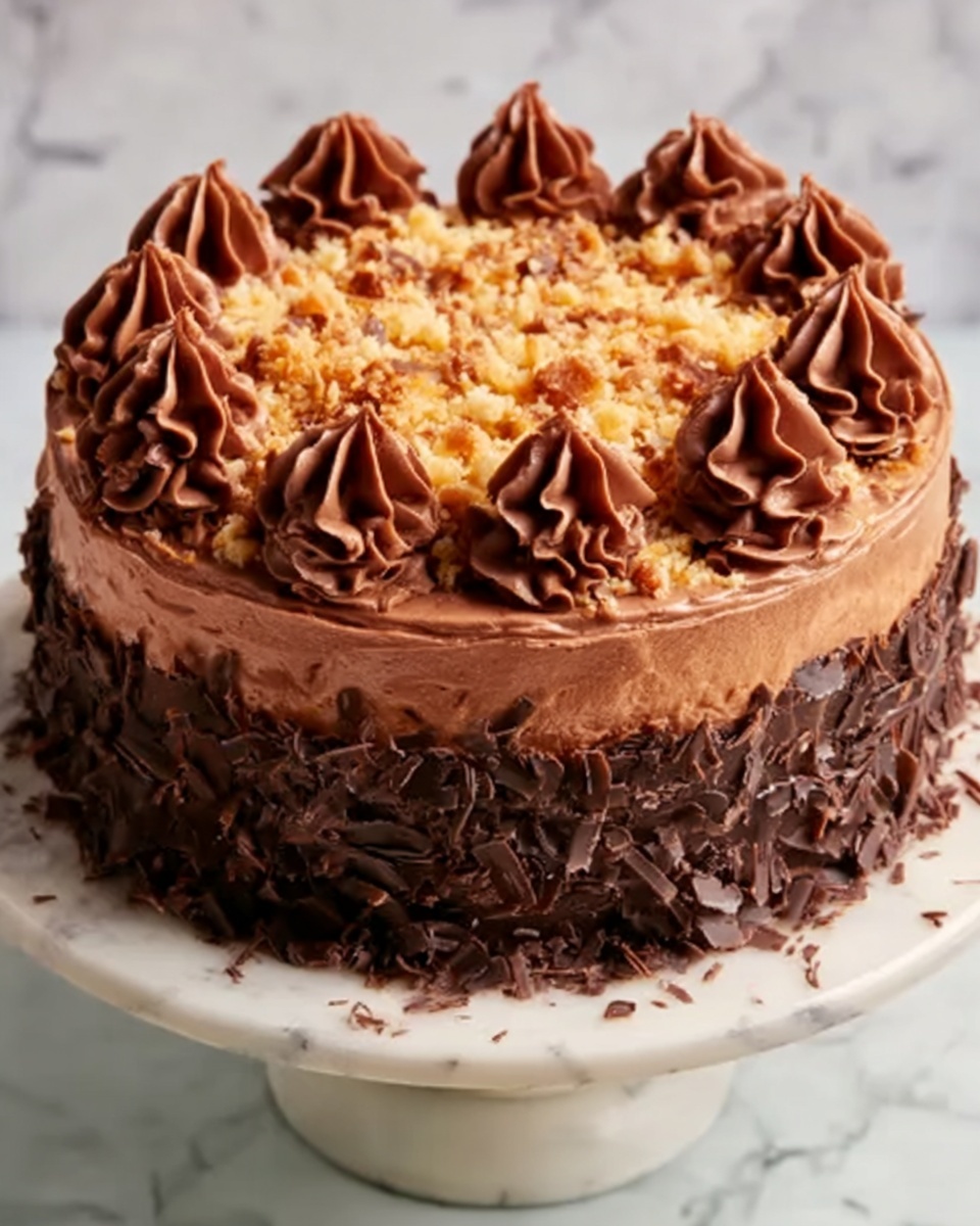 Chocolate German Cake with Coconut Pecan Filling and Creamy Buttercream Recipe - Recipe Image