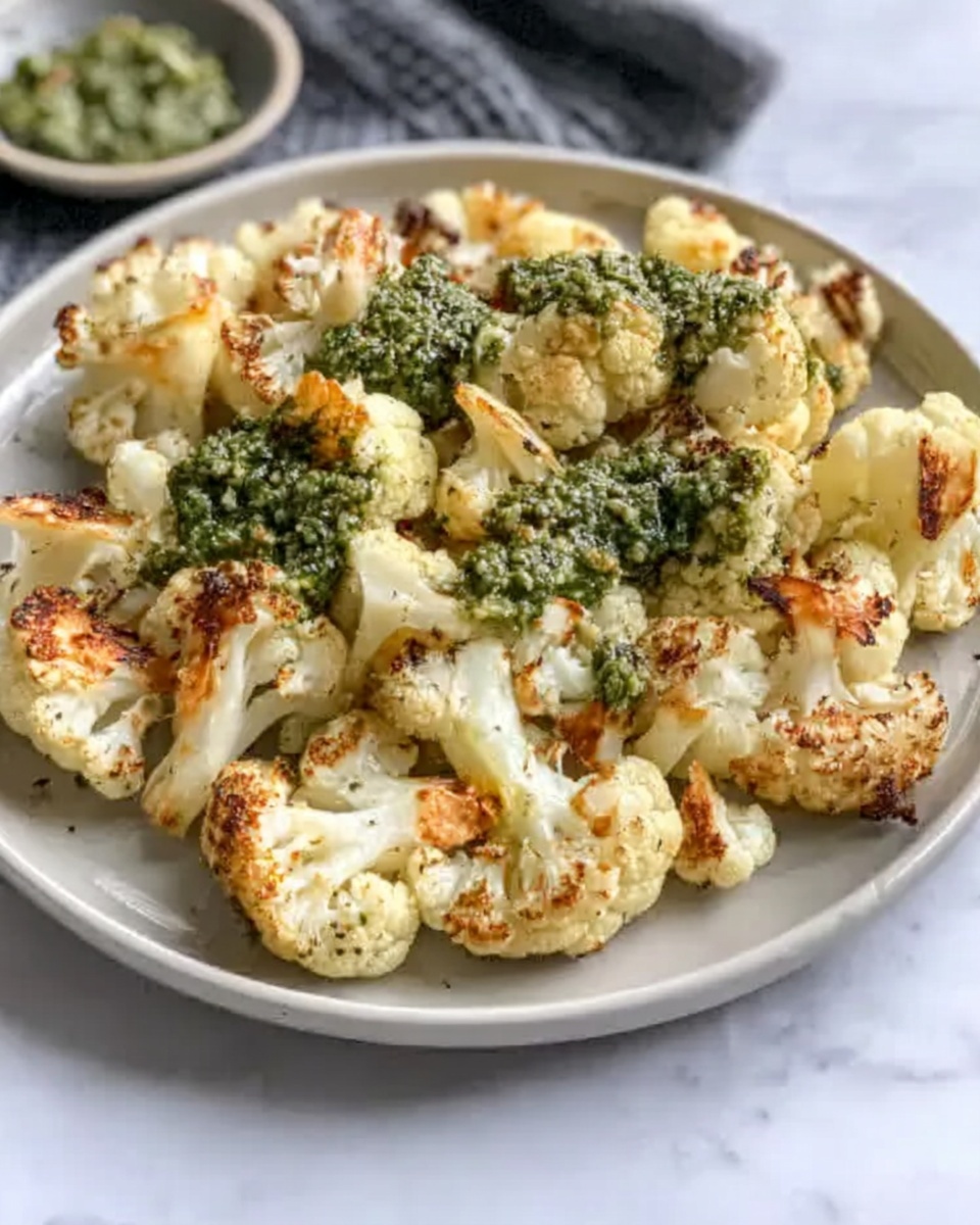 Parmesan Pesto Roasted Cauliflower Recipe - Recipe Image