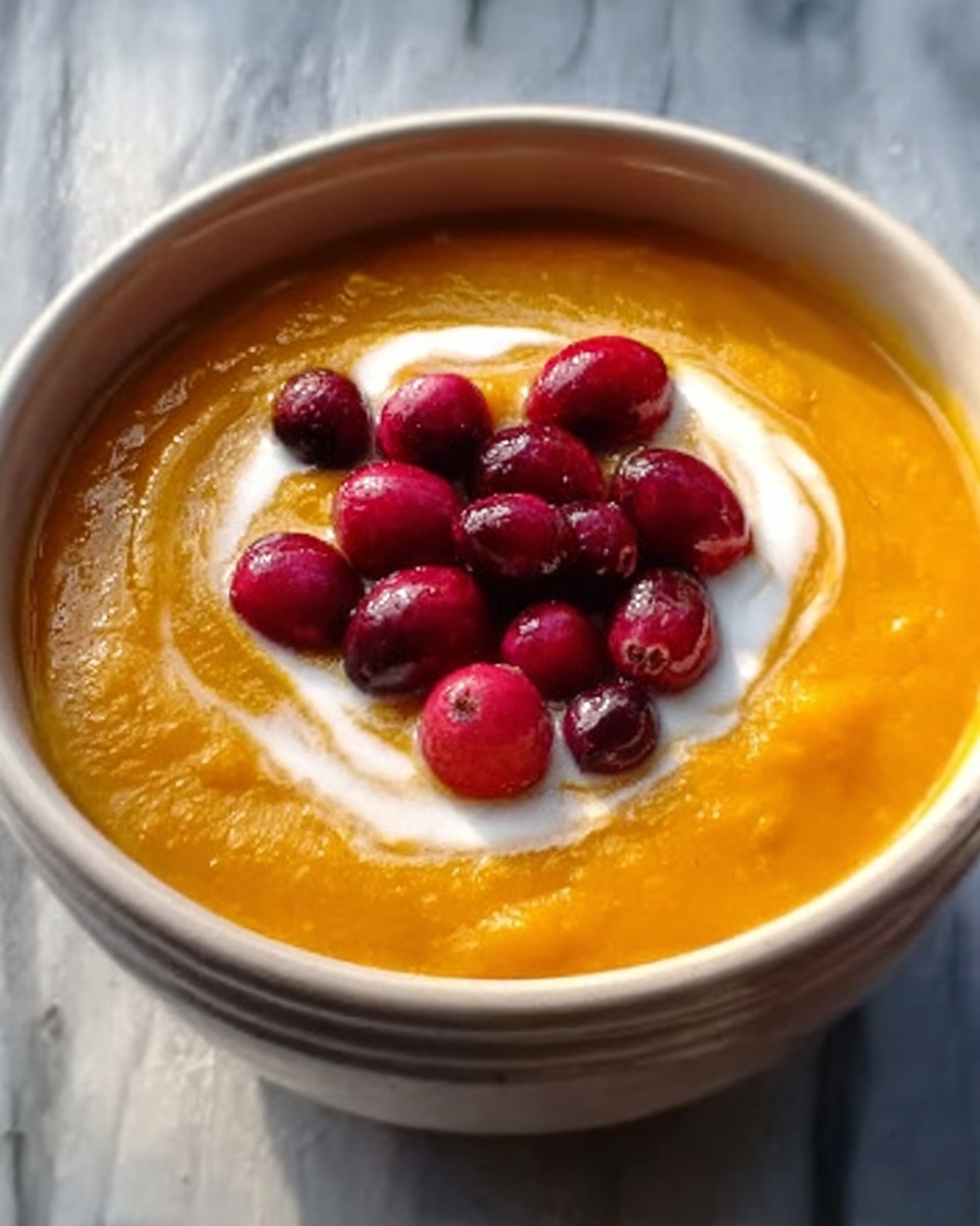 Roasted Butternut Squash Soup with Cream Cheese and Cranberries Recipe - Recipe Image