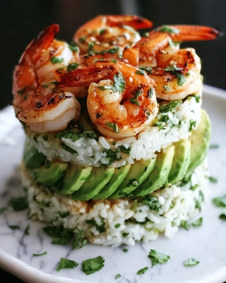 Honey Lime Shrimp & Avocado Rice Stack Recipe - Recipe Image