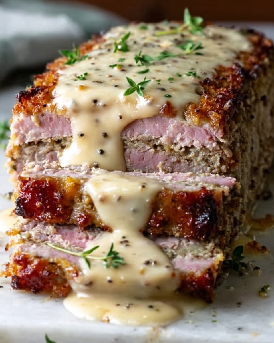 Chicken Cordon Bleu Meatloaf with Creamy Dijon Gravy Recipe - Recipe Image