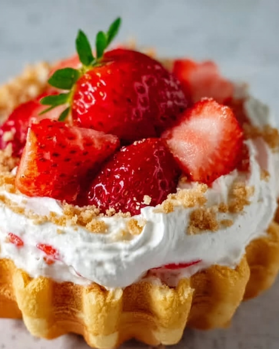 Strawberry Shortcake Cheesecake Waffle Bowls Recipe - Recipe Image