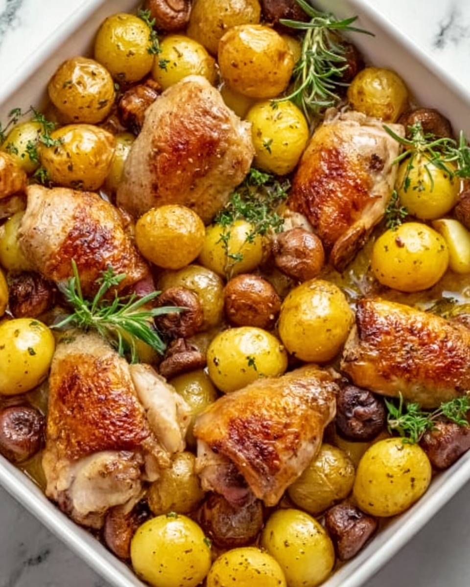 Roast Chicken, Sausage, and Potato Tray Roast Recipe - Recipe Image