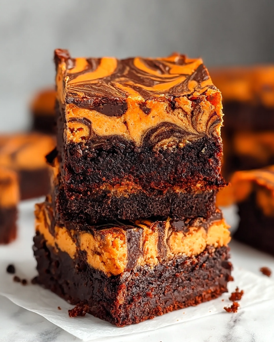 Halloween Cream Cheese Swirl Brownies Recipe - Recipe Image