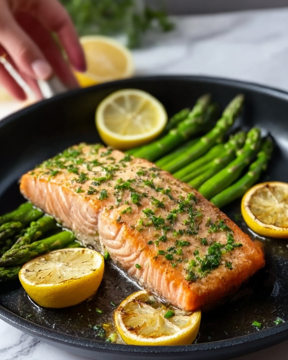Sheet-Pan Garlic Butter Salmon & Asparagus Recipe - Recipe Image