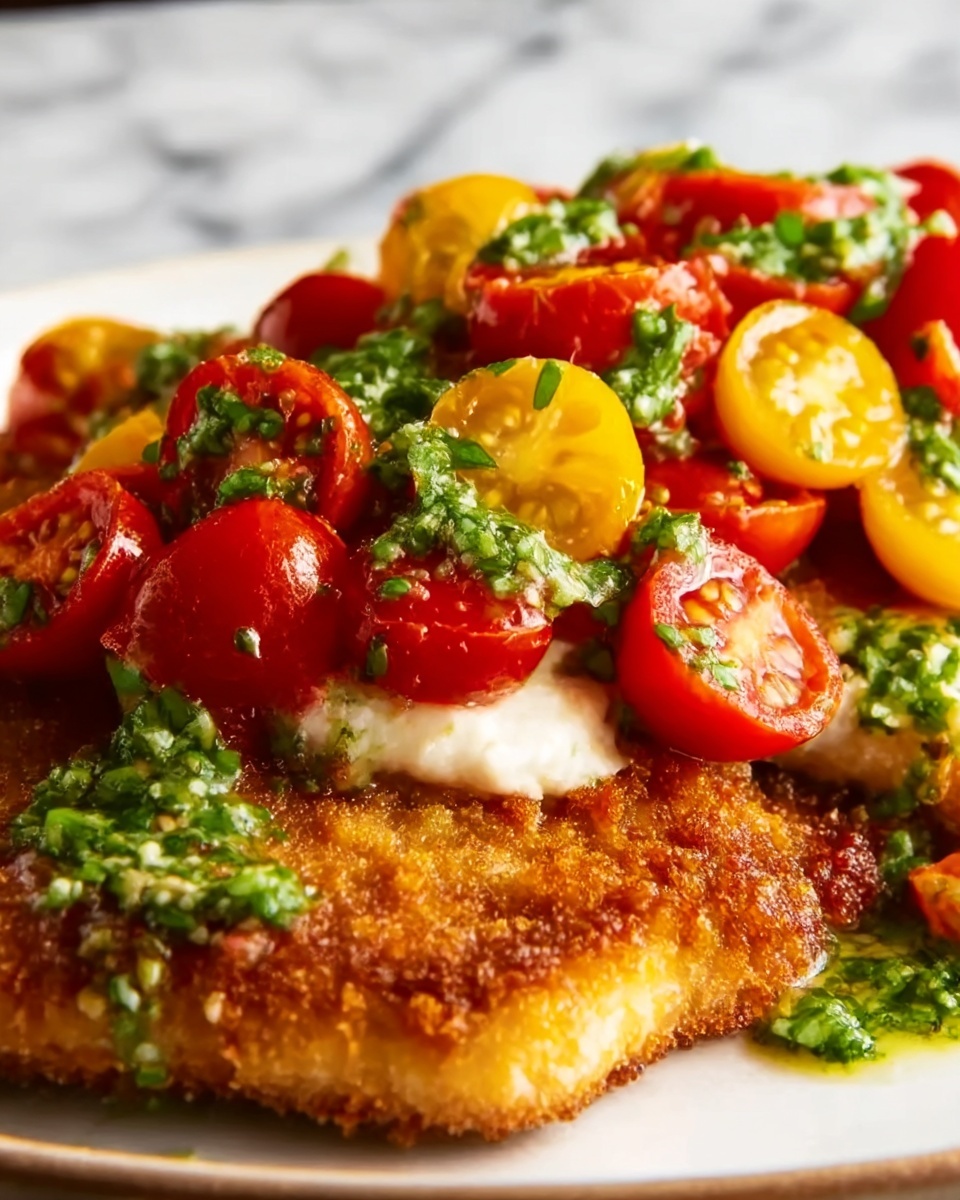 Chicken Cutlets with Summery Tomato & Nectarine Salad Recipe - Recipe Image