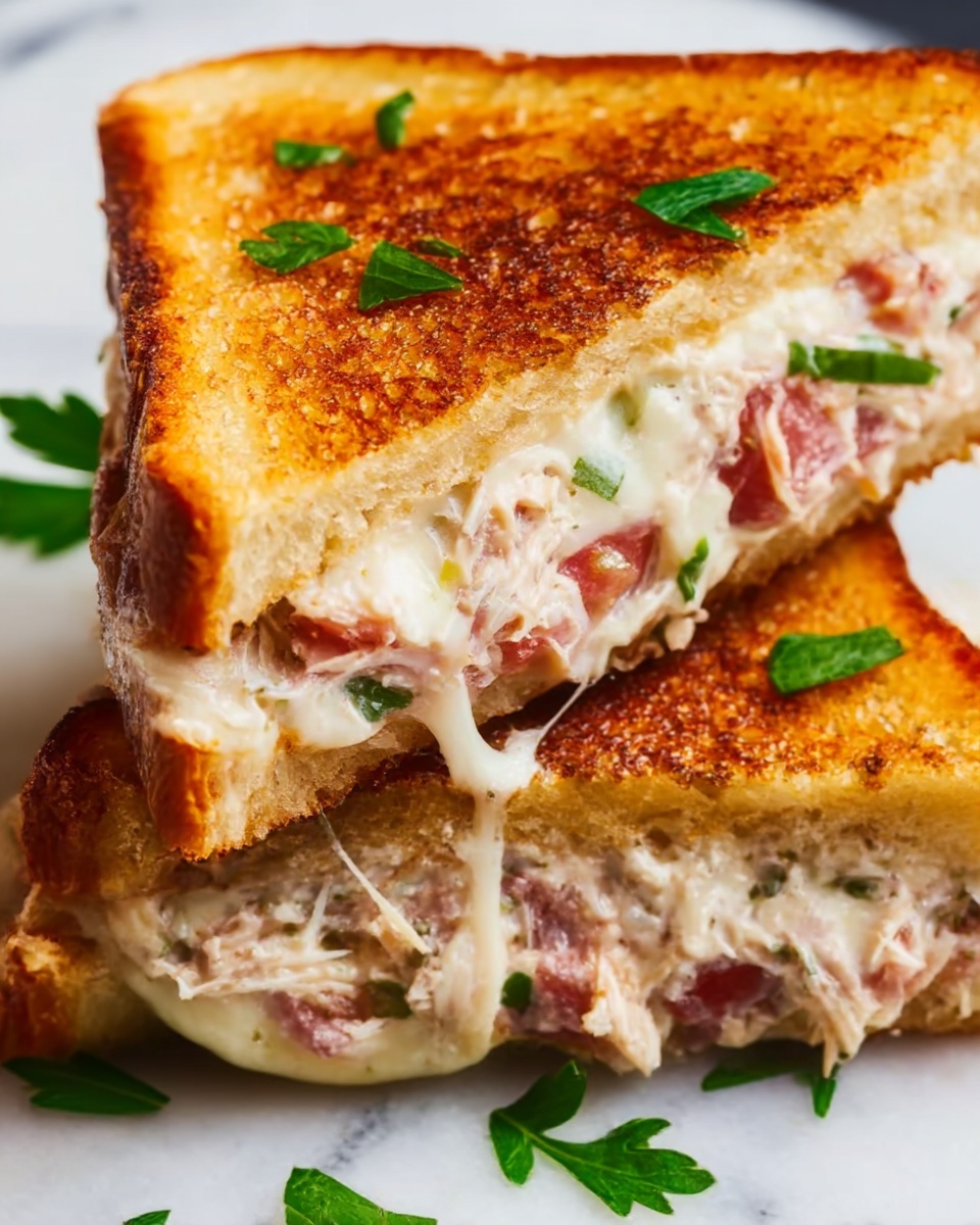 Tuna Melt Sandwich with Fresh Herbs and Melty Cheese Recipe - Recipe Image