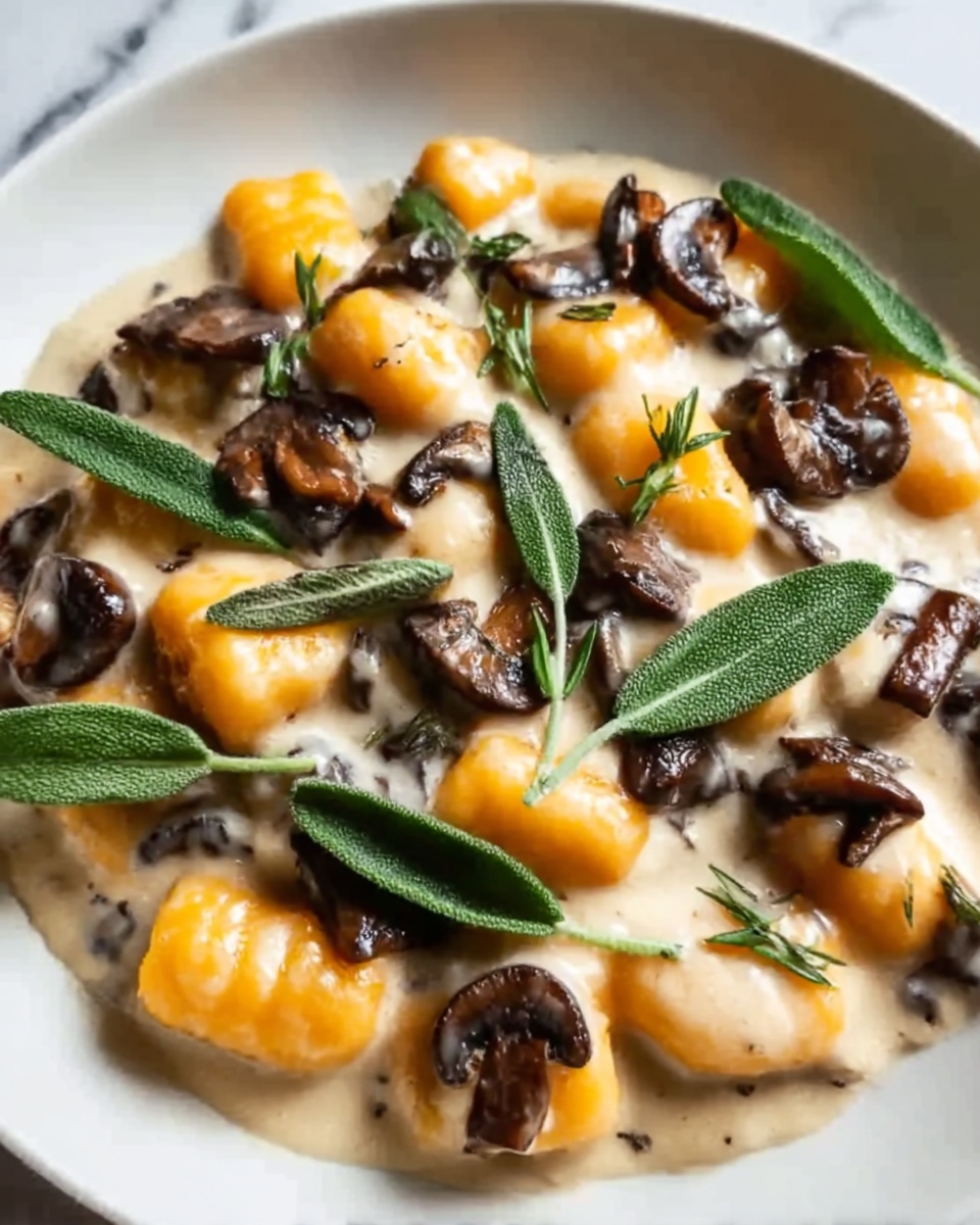 Sweet Potato Gnocchi with Creamy Mushrooms and Crispy Sage Recipe - Recipe Image