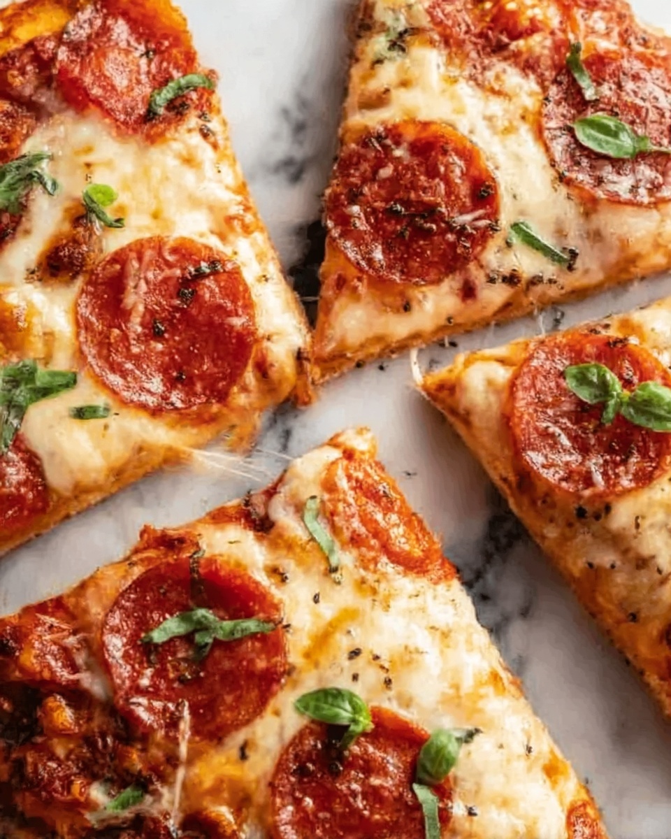 Cheesy Quesadizza Recipe with Pepperoni and Basil Recipe - Recipe Image