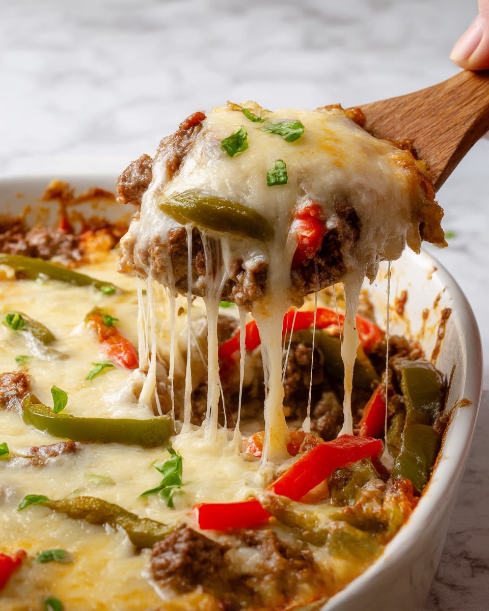 Philly Cheesesteak Casserole Recipe - Recipe Image