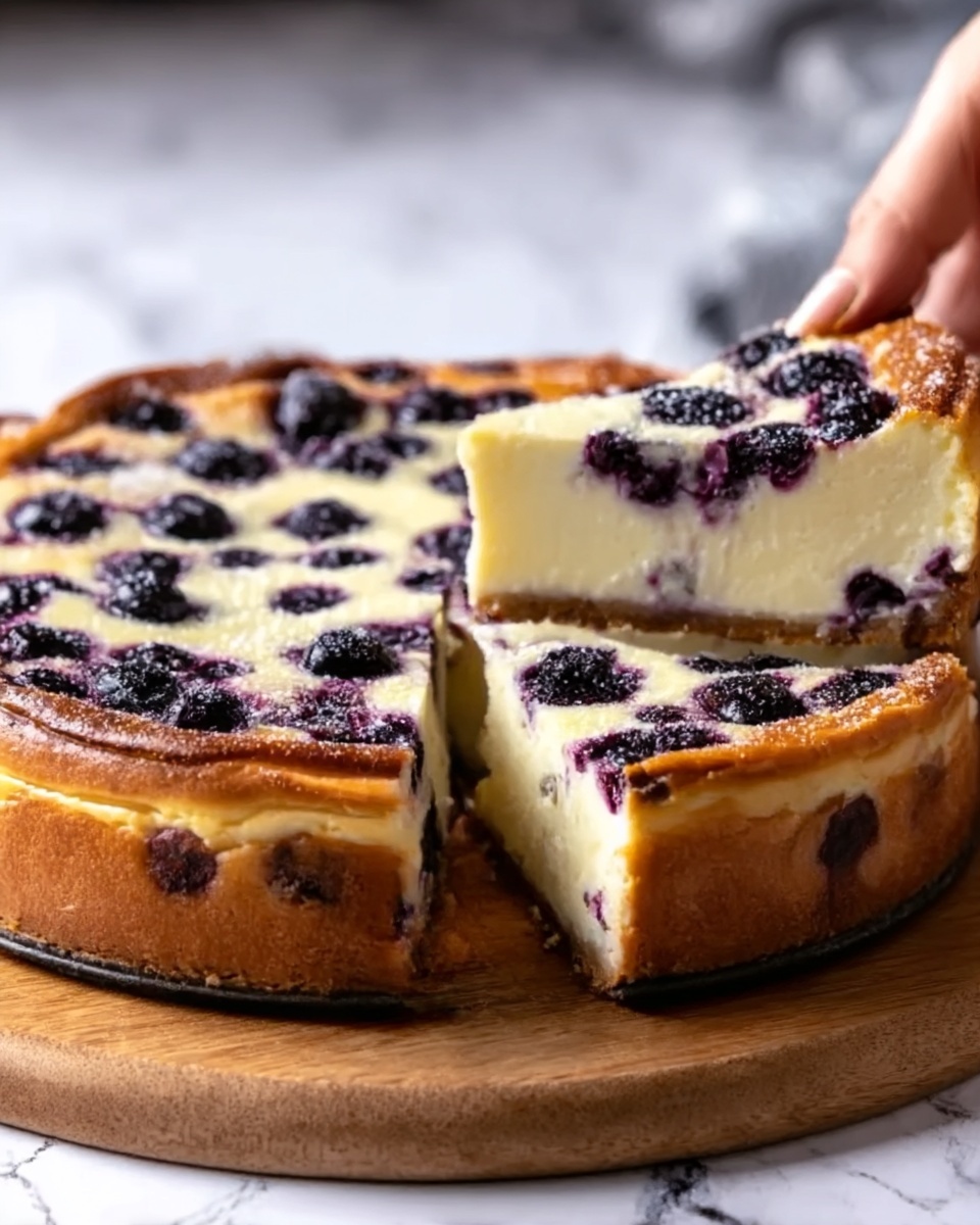 Simple Blueberry Basque Cheesecake Recipe - Recipe Image