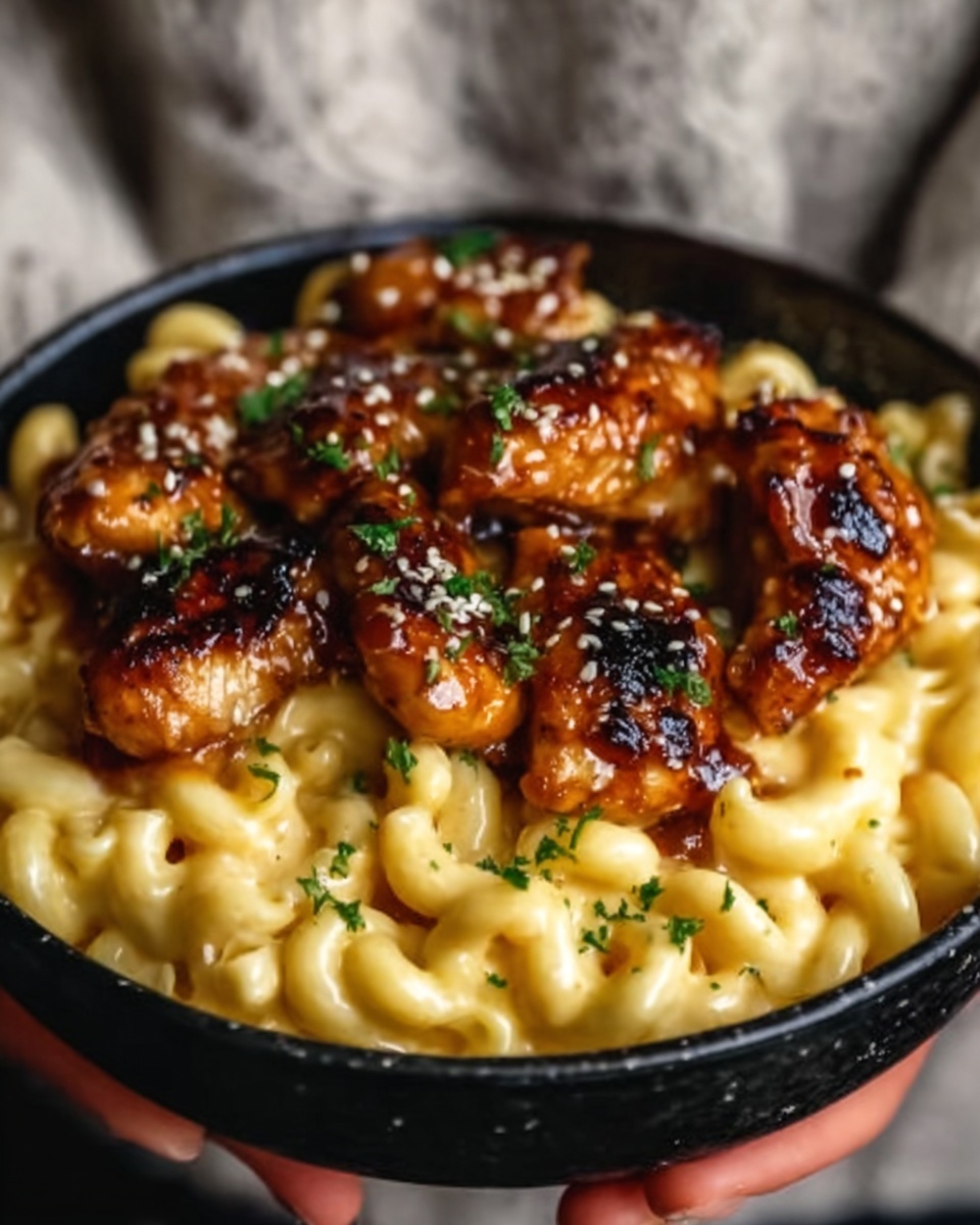Spicy Honey Pepper Chicken with Creamy Mac and Cheese Recipe - Recipe Image