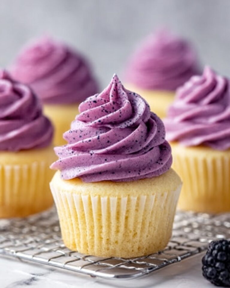Lemon Poppy Seed Cupcakes with Blackberry Frosting Recipe