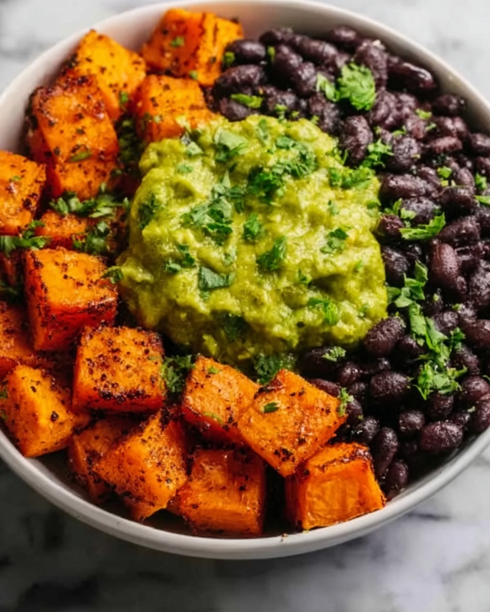 Sweet Potato and Black Bean Bowls with Avocado Lime Dressing Recipe - Recipe Image