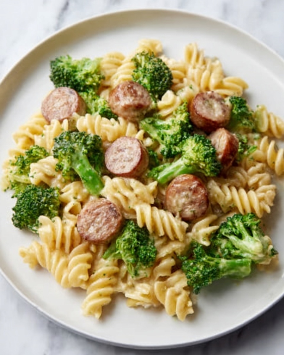 One-Pot Cheesy Smoked Sausage and Broccoli Pasta Recipe - Recipe Image
