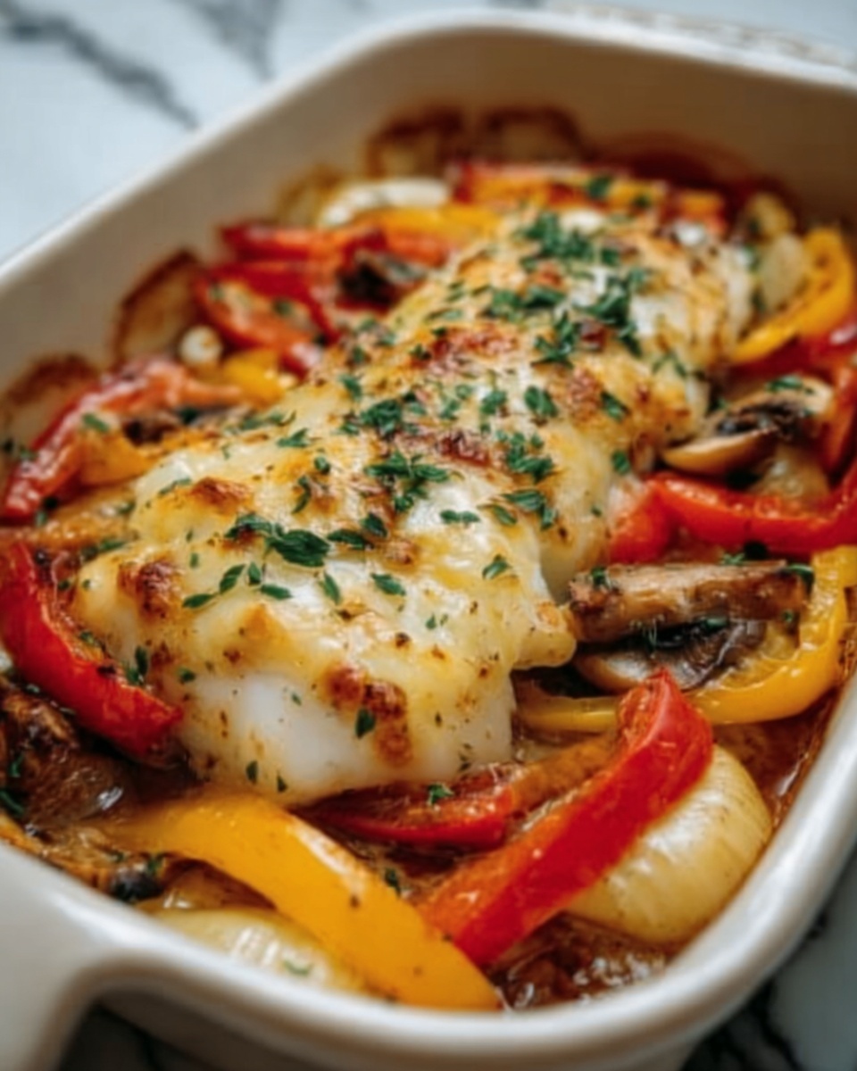 Herb Baked Fish with Rainbow Bell Peppers Recipe - Recipe Image