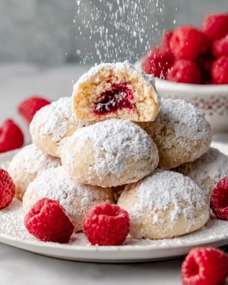 Raspberry Filled Almond Snowball Cookies Recipe
