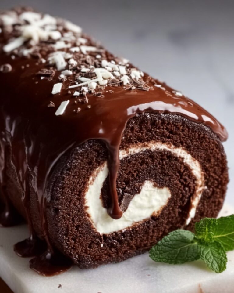 Chocolate Cake Roll with Rich Creamy Filling Recipe