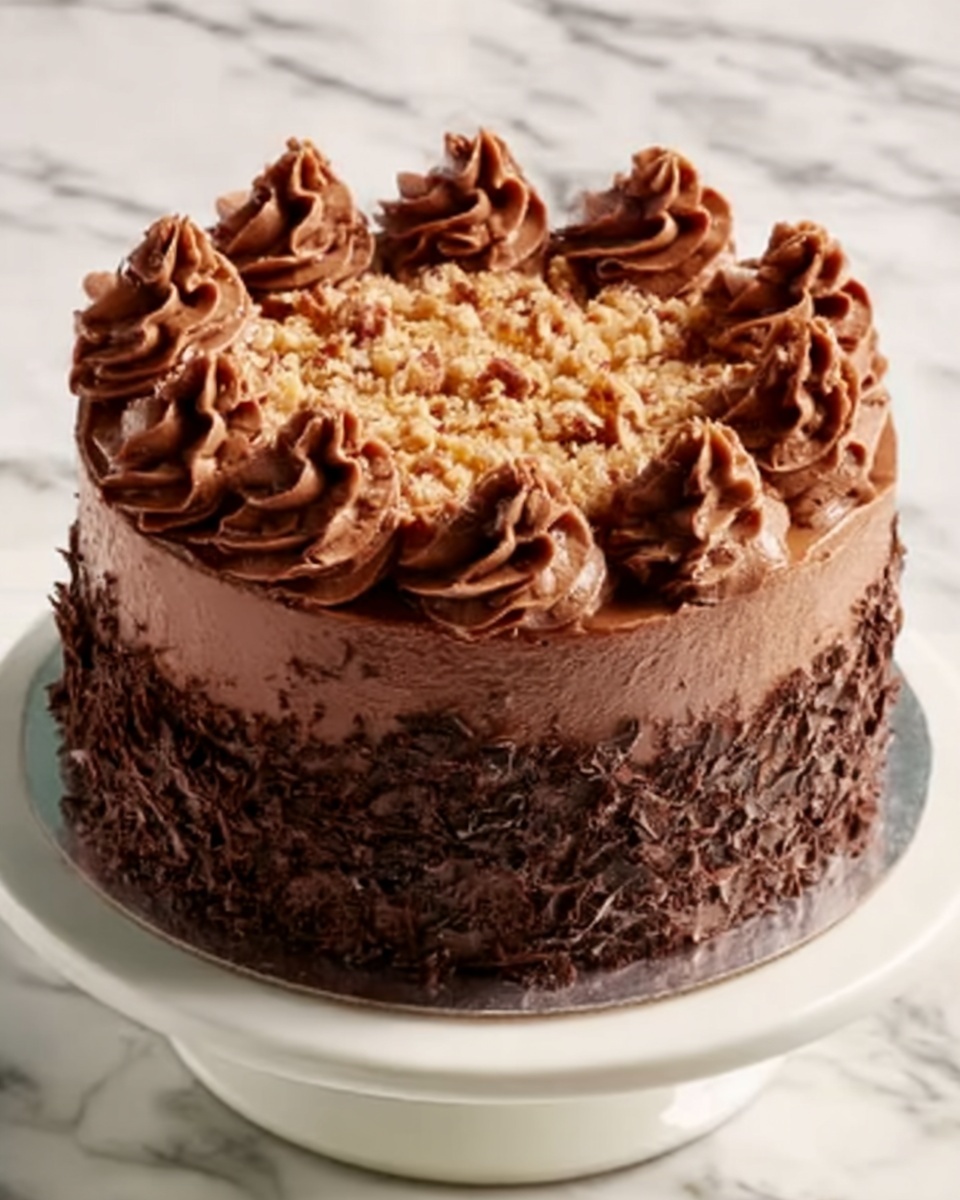 Chocolate German Cake with Coconut Pecan Filling and Creamy Buttercream Recipe - Recipe Image