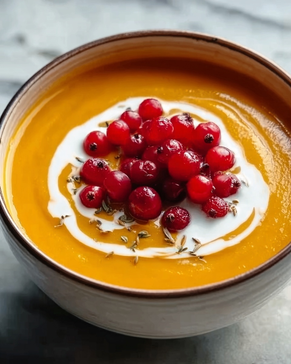 Roasted Butternut Squash Soup with Cream Cheese and Cranberries Recipe - Recipe Image