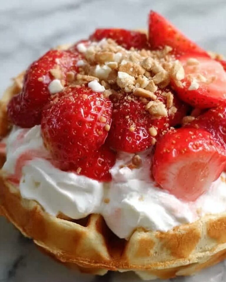 Strawberry Shortcake Cheesecake Waffle Bowls Recipe