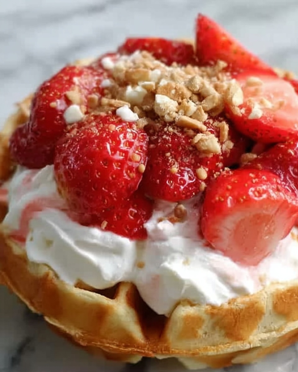Strawberry Shortcake Cheesecake Waffle Bowls Recipe - Recipe Image