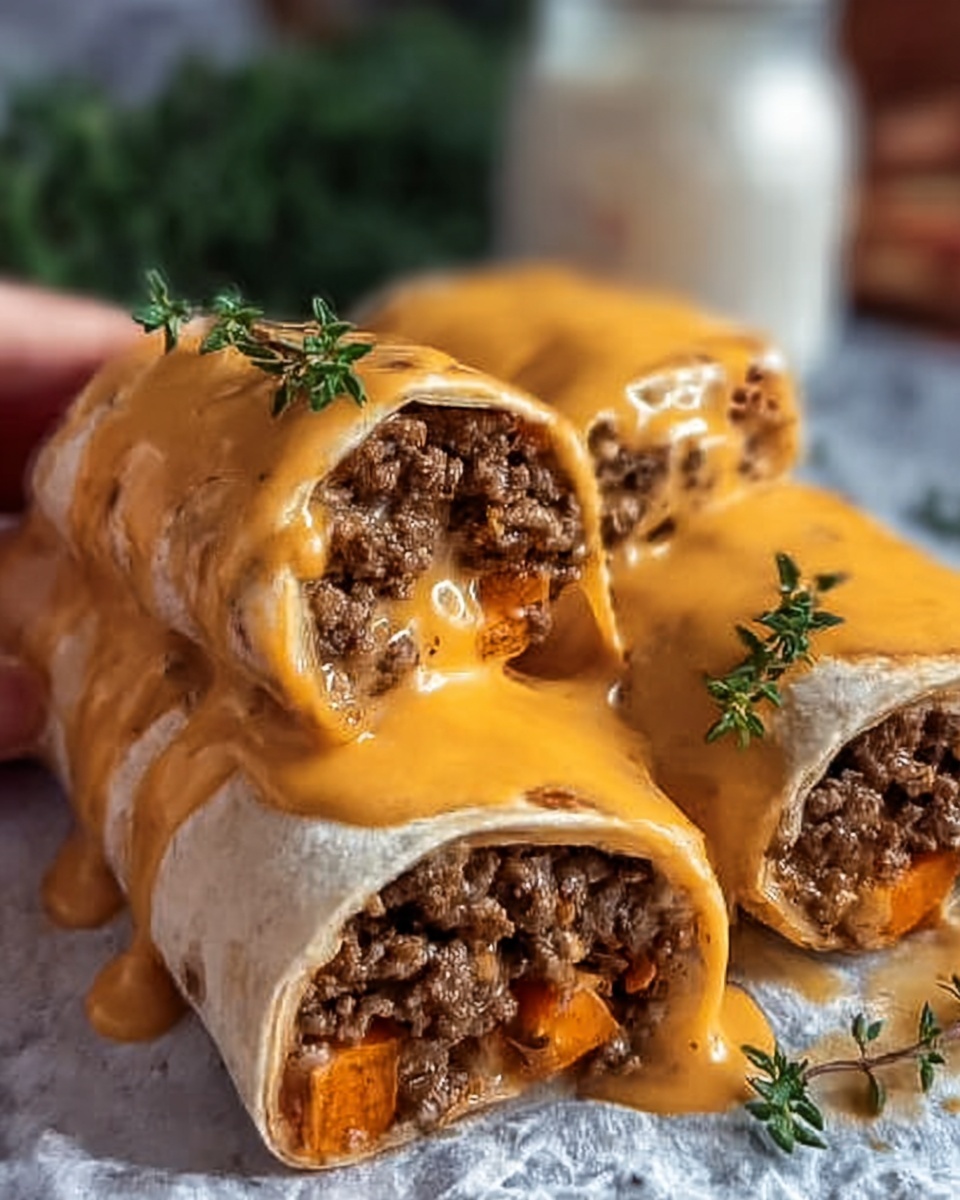 Cheesy Ground Beef Wrap with Creamy Sauce Recipe - Recipe Image