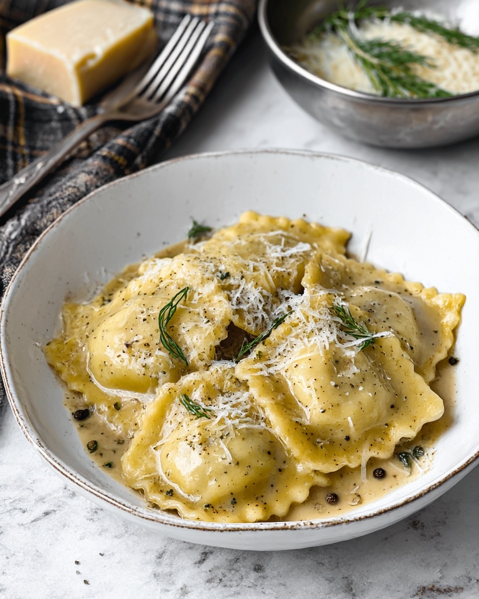 Ravioli With Pears & Cheese in Cacio e Pepe Sauce Recipe - Recipe Image