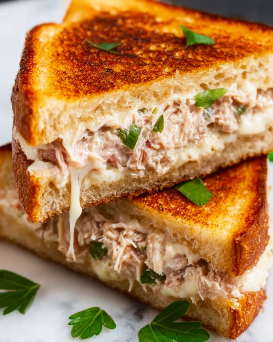 Tuna Melt Sandwich with Fresh Herbs and Melty Cheese Recipe - Recipe Image