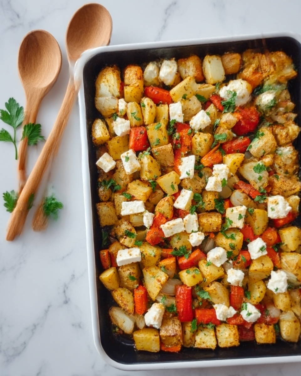 Greek Roasted Potatoes with Peppers and Feta Recipe - Recipe Image