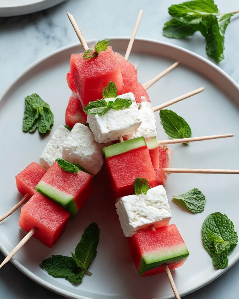 Watermelon and Feta Skewers with Mint Recipe