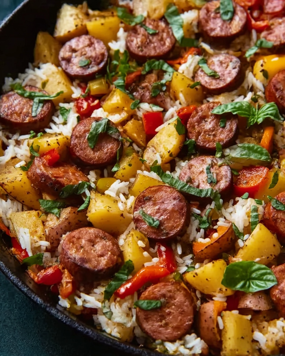 Summer Sausage Skillet with Andouille and Fresh Herbs Recipe - Recipe Image
