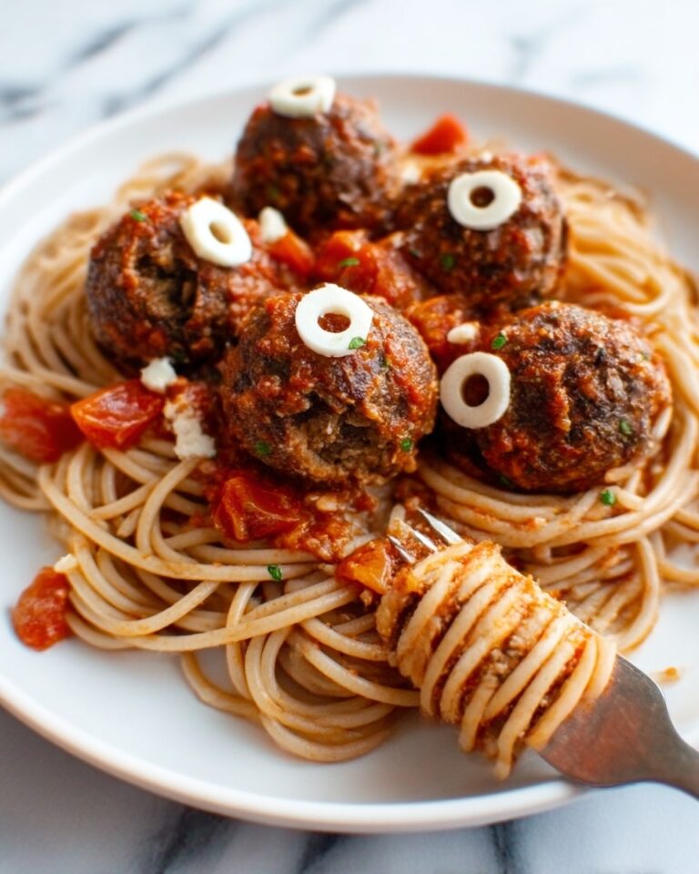 Easy Halloween Zombie Eye Meatballs with Spaghetti Recipe