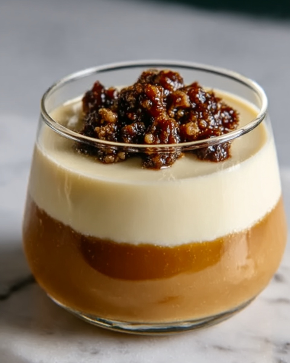 Salted Caramel Panna Cotta with Praline Topping Recipe - Recipe Image