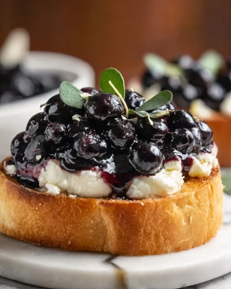 Balsamic Blueberry Goat Cheese Crostinis Recipe - Recipe Image