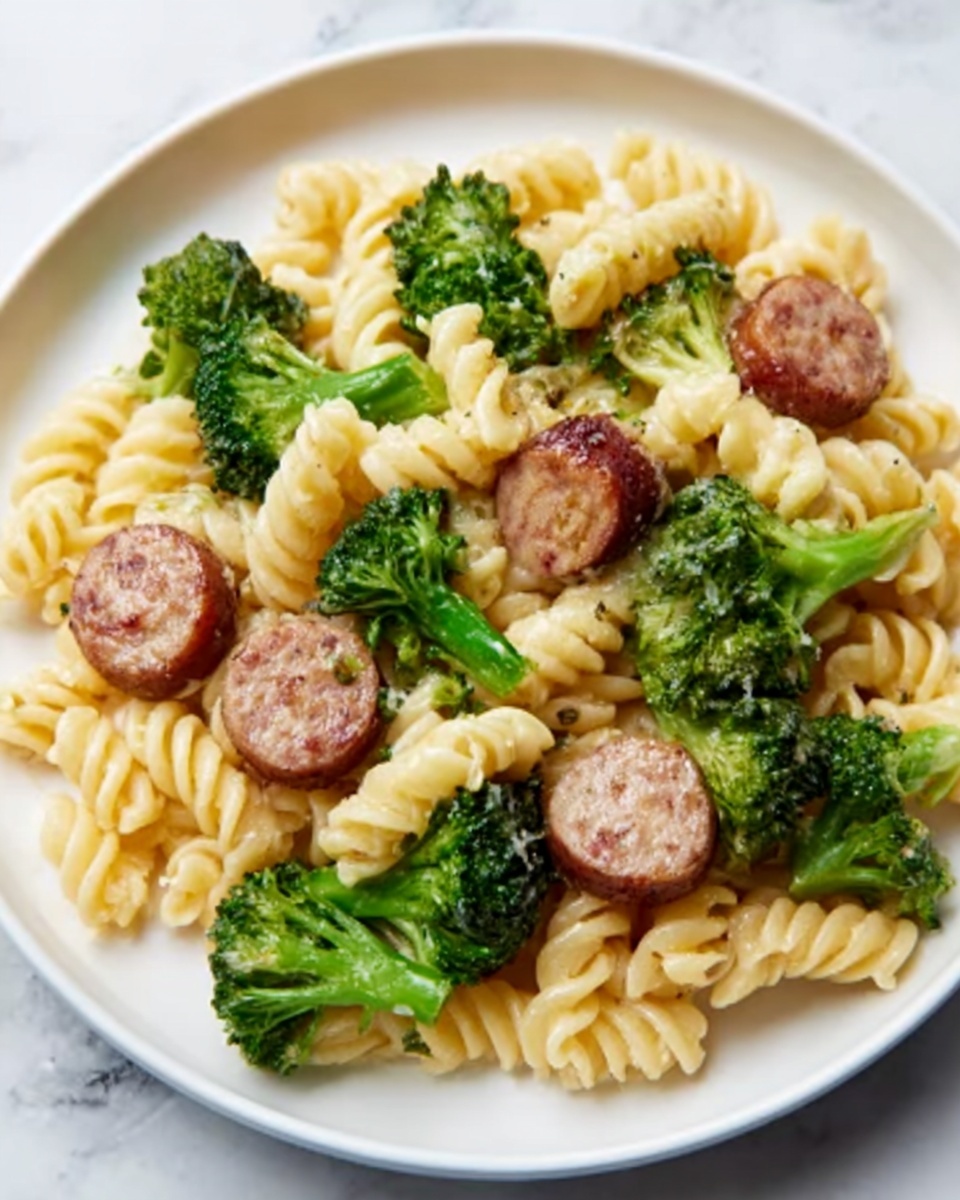 One-Pot Cheesy Smoked Sausage and Broccoli Pasta Recipe - Recipe Image