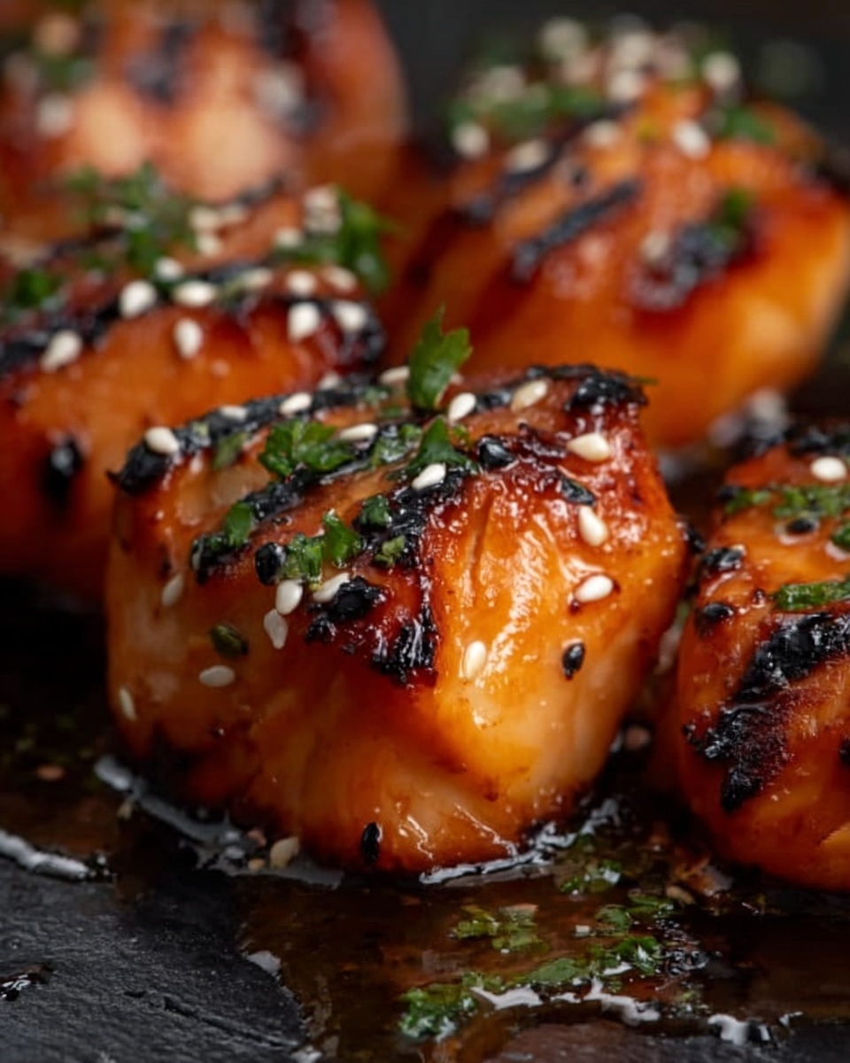 Honey Butter Garlic Glazed Salmon Bites Recipe - Recipe Image
