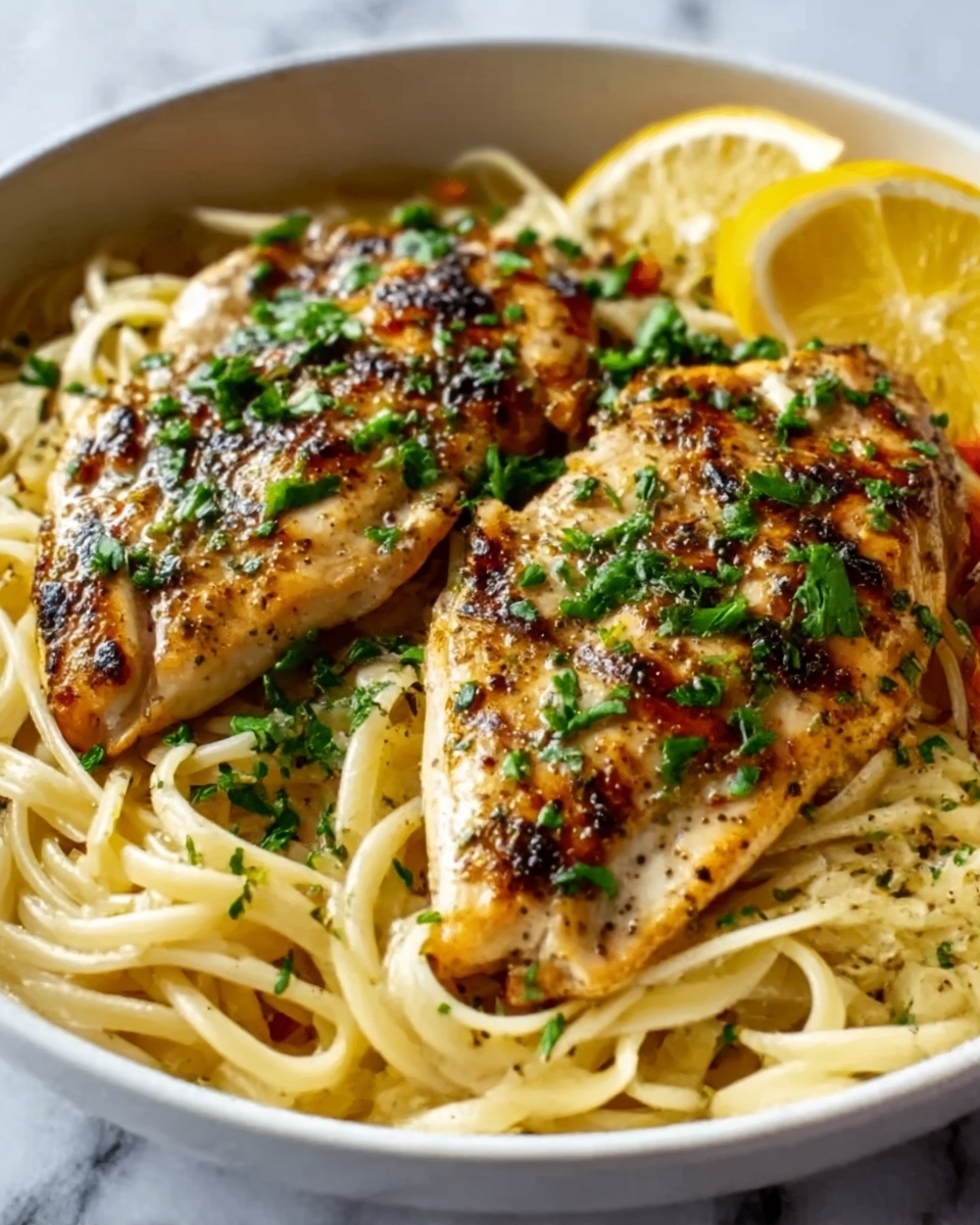 Garlic Butter Chicken Bites with Lemon Parmesan Linguine Recipe - Recipe Image