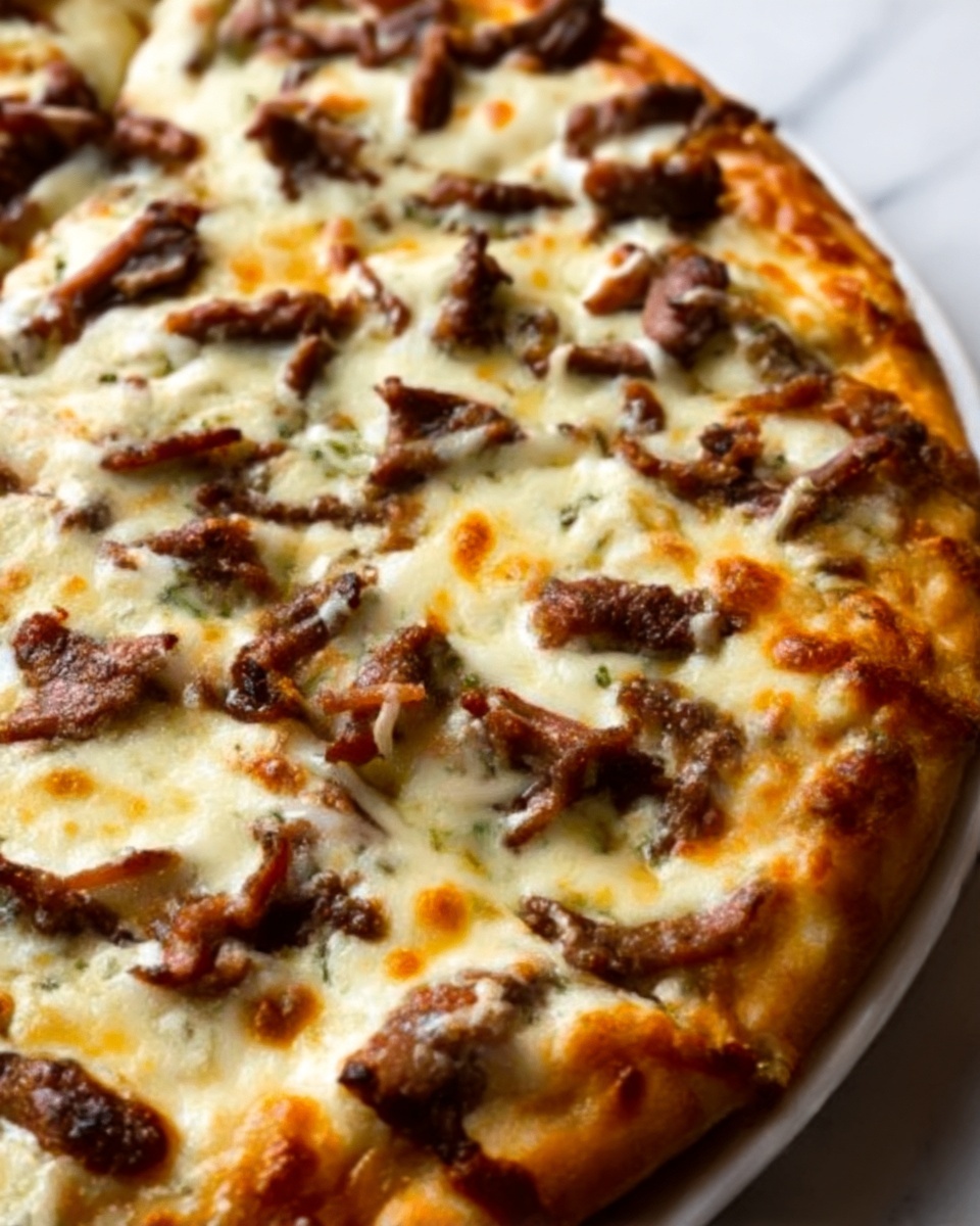 Philly Cheesesteak Pizza Recipe - Recipe Image