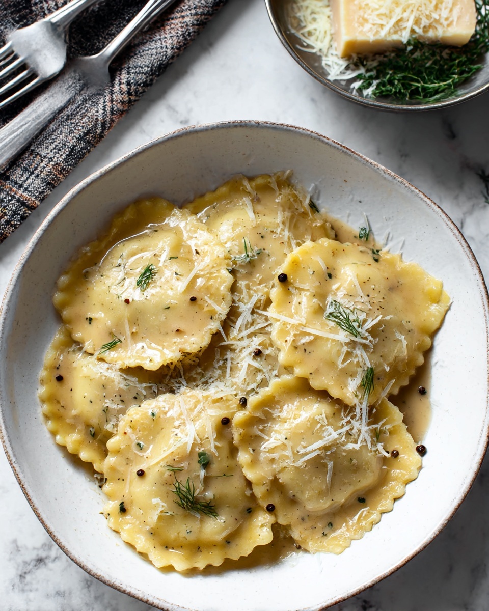 Ravioli With Pears & Cheese in Cacio e Pepe Sauce Recipe - Recipe Image