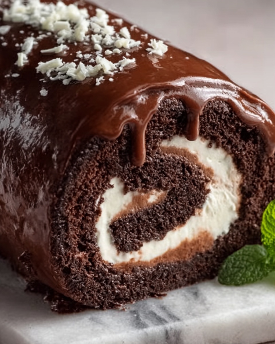 Chocolate Cake Roll with Rich Creamy Filling Recipe - Recipe Image