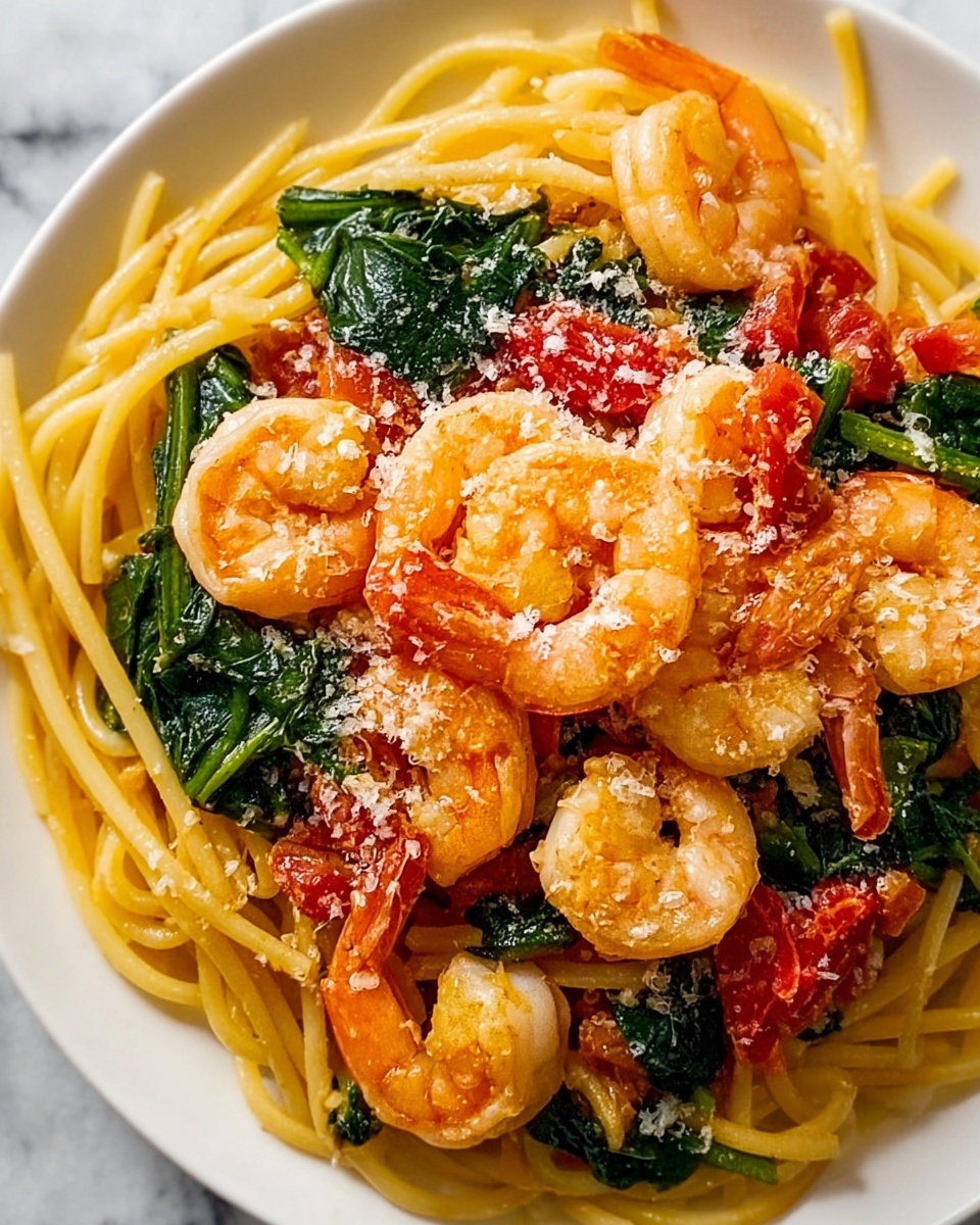Tomato Spinach Shrimp Pasta Recipe - Recipe Image