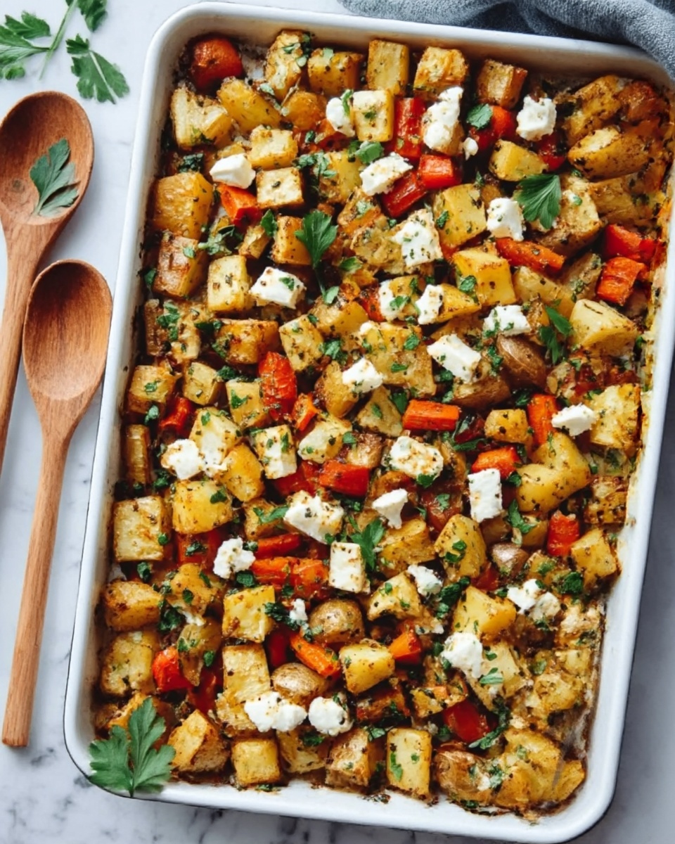 Greek Roasted Potatoes with Peppers and Feta Recipe - Recipe Image
