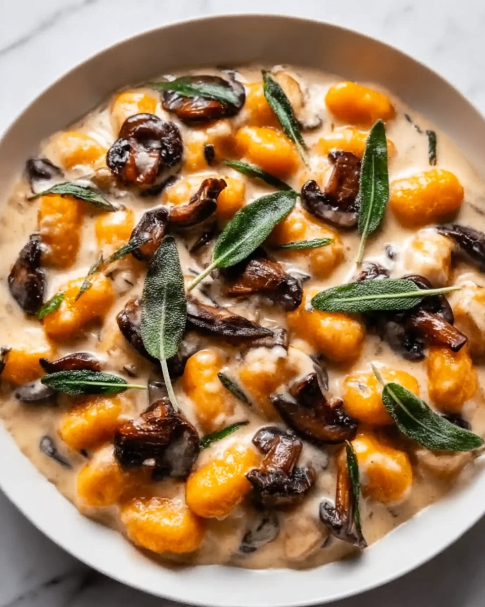 Sweet Potato Gnocchi with Creamy Mushrooms and Crispy Sage Recipe - Recipe Image